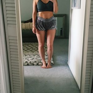 F21 Velvet Perforated Shorts